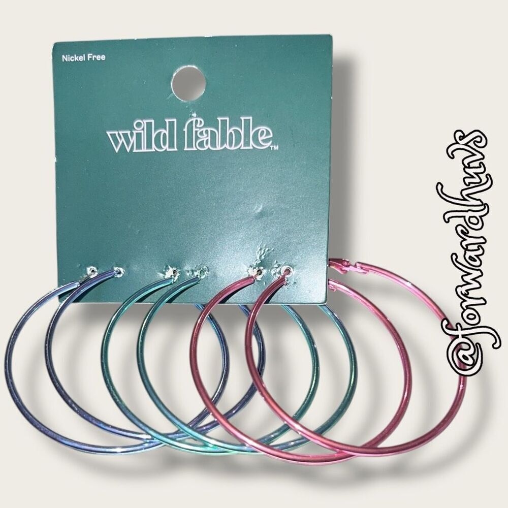 Bundle Sale 3βfor $15 | Wild Fable Blue, Green & Pink Hoop Trio Earrings